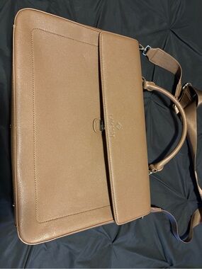 Lambert Leather Briefcase Bag - Wood (colour)